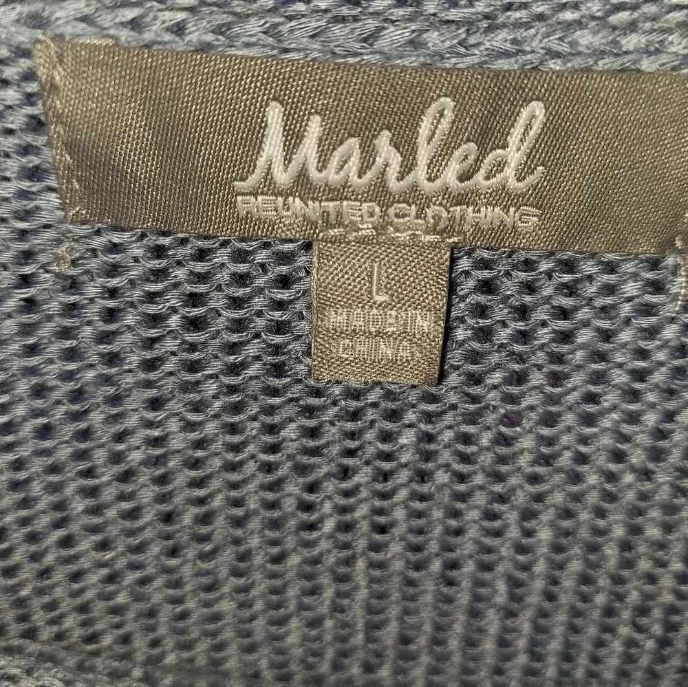Marled Reunited Embroidered Blue "Chill" Sweater - Picture 3 of 6